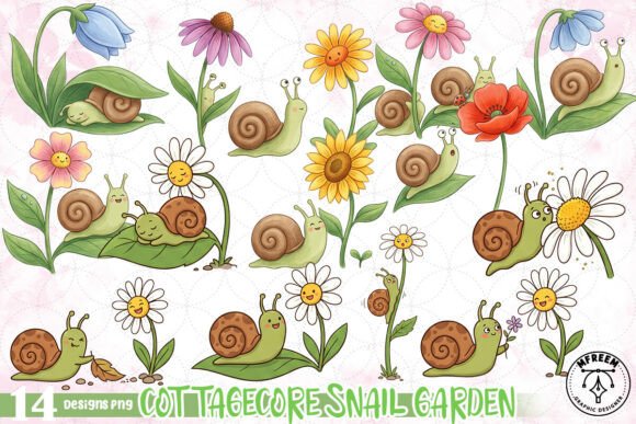 Download Cottagecore Snail Garden PNG - Premium Resources