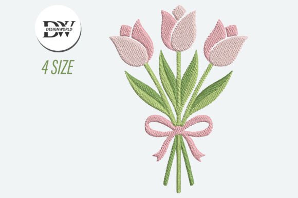 Download Pink Tulip Flower Embroidery Design - Ink Collection