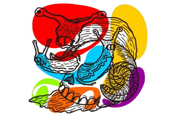 Download 3 Head Snail with Skull Shell Line Art - Snail Collection