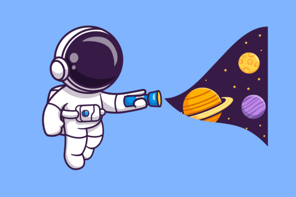 Download Cute Astronaut with Flashlight in Space - Flashlight Collection