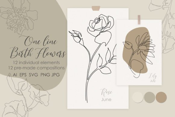 Download One Line Birth Flowers Drawing - Drawing Collection