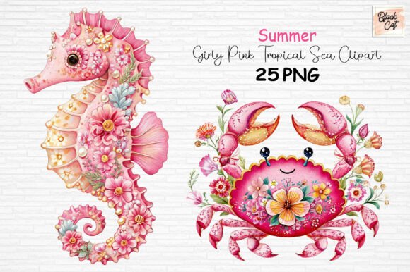 Download Girly Pink Tropical Sea Summer Clipart - Ink Collection