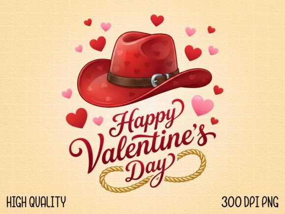 Download Valentine Red Western Hat Hearts PNG - Premium Resources