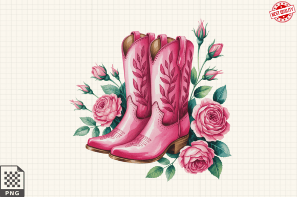 Download Pink Cowboy Boots Clipart Sublimation - Ink Collection