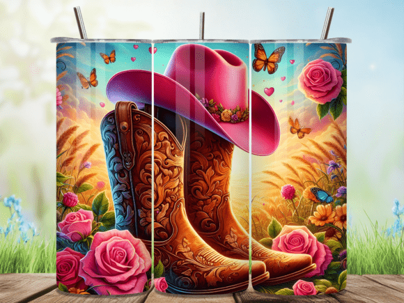 Download Pink Floral Cowgirl Valentine Tumbler - Ink Collection