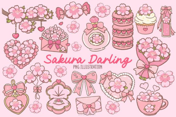 Download Sakura Kawaii Cherry Blossom Clipart - Premium Bundle