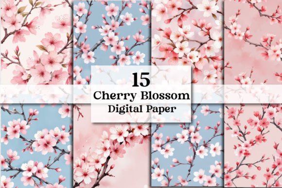 Download Cherry Blossom Flowers Digital Papers - Cherry blossom Collection